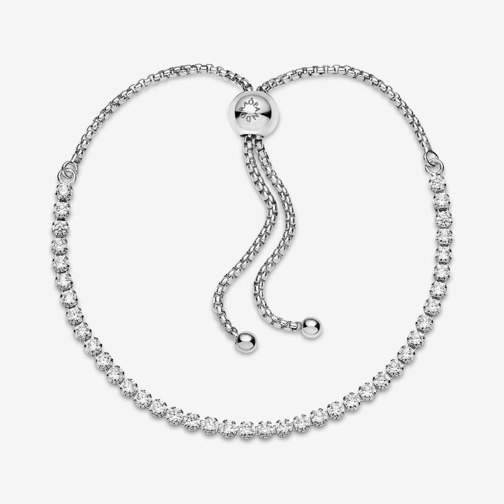 PANDORA 599375C01 Silver Sparkling Slider Tennis Bracelet - thbaker.co.uk