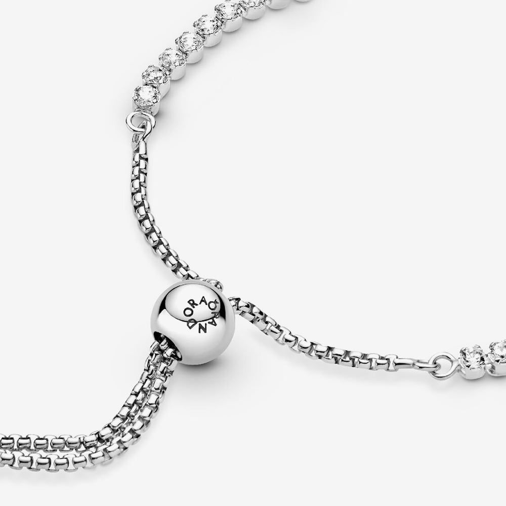 PANDORA 599375C01 Silver Sparkling Slider Tennis Bracelet - thbaker.co.uk