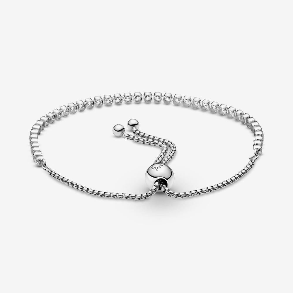 PANDORA 599375C01 Silver Sparkling Slider Tennis Bracelet - thbaker.co.uk