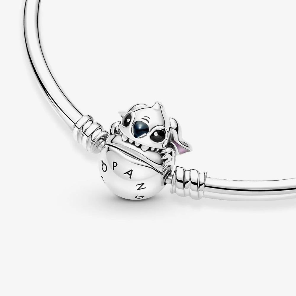 PANDORA 591683C01 Moments Disney Stitch Biting Clasp Bangle