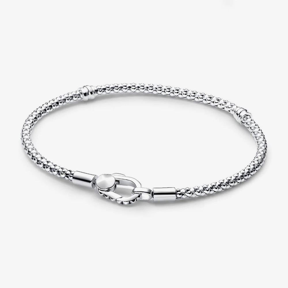PANDORA 593681C00 Silver Studded Clasp & Chain Bracelet - thbaker
