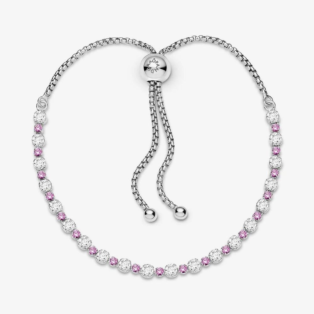 PANDORA 599377C02 Pink & Clear Sparkle Slider Bracelet - thbaker.co.uk
