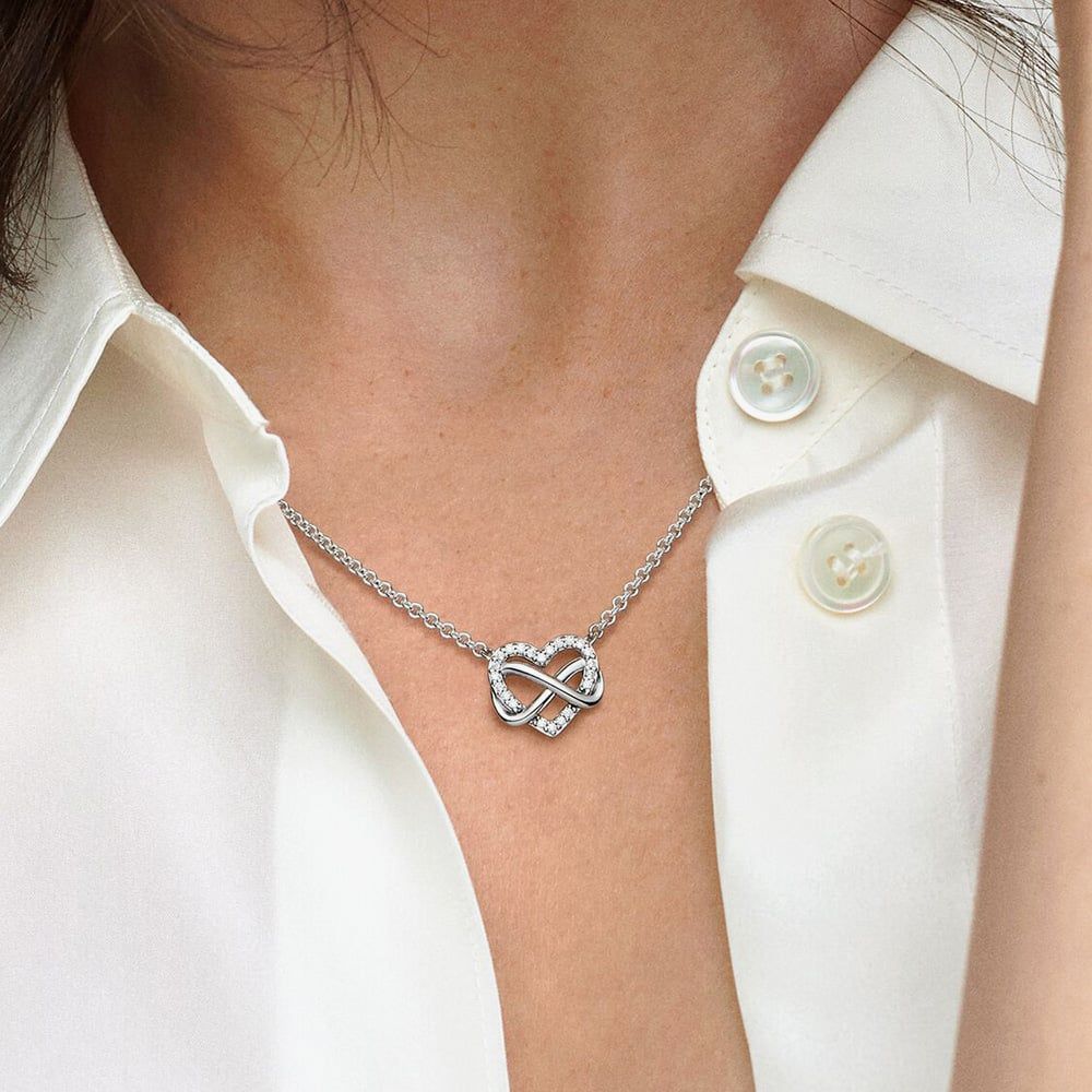 PANDORA 392666C01-50 Silver Sparkling Infinity Heart Necklace - thbaker ...