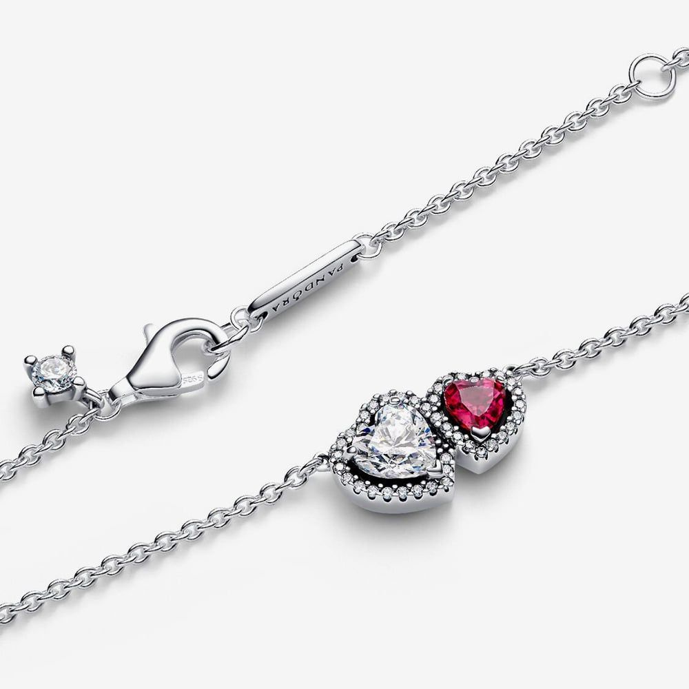 PANDORA 393632C01-45 Silver Halo Hearts Pendant Necklace - thbaker.co.uk
