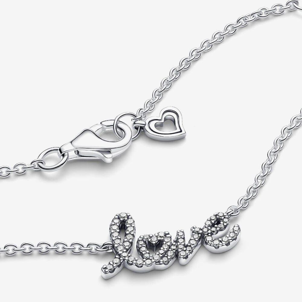 PANDORA 393076C01-45 Sparkling Handwritten Love Necklace - thbaker.co.uk