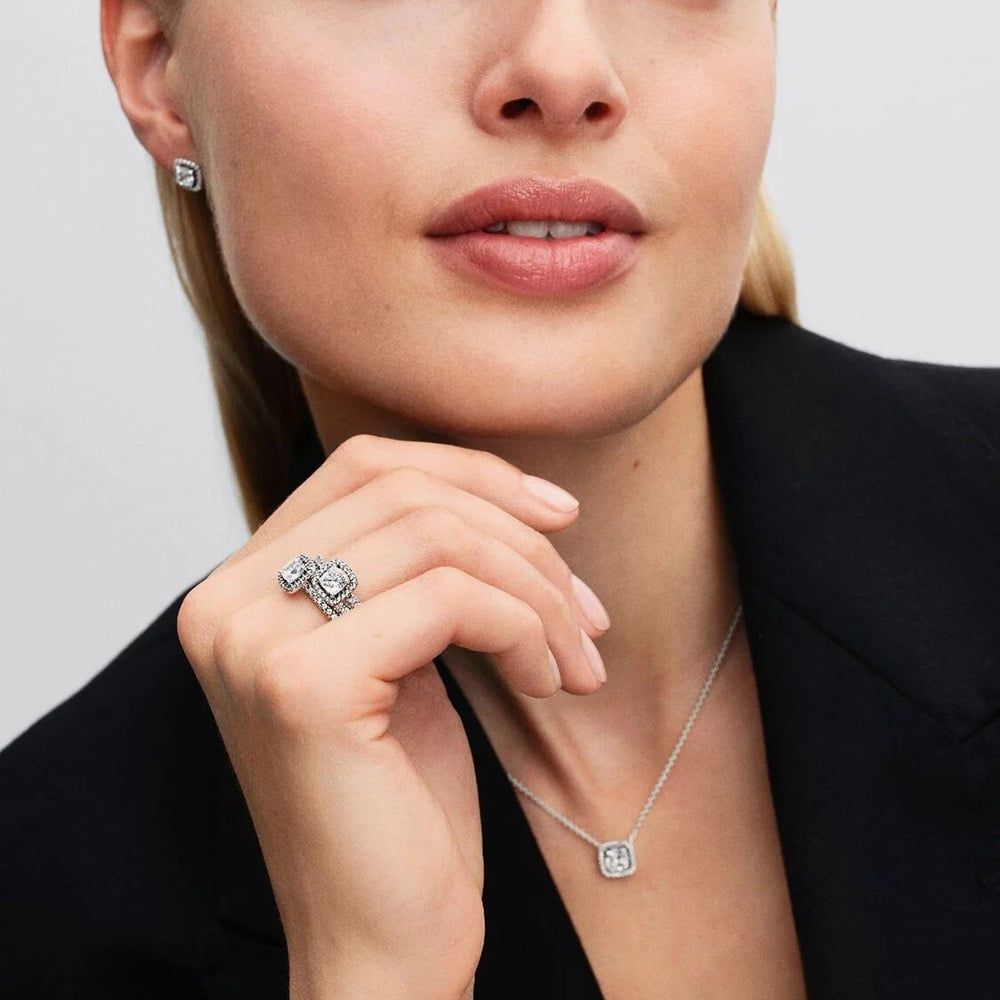 PANDORA 393560C02-45 Silver Halo Pendant Collier Necklace - thbaker.co.uk