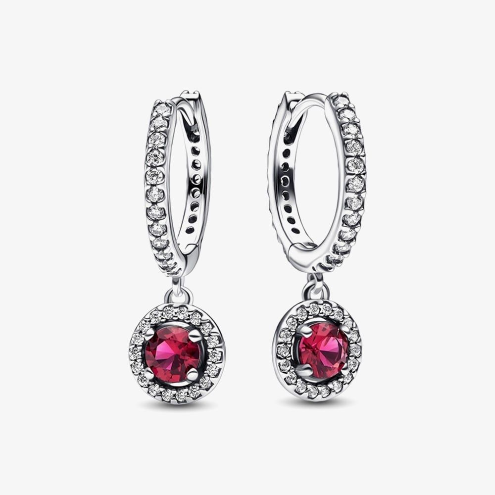 PANDORA 292379C01 Red Round Sparkling Hoop Earrings - thbaker.co.uk