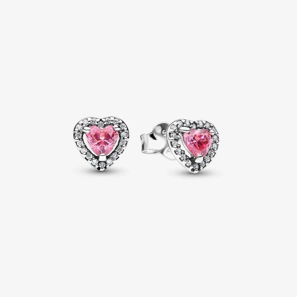 PANDORA 298427C02 Elevated Pink Heart Stud Earrings - thbaker.co.uk