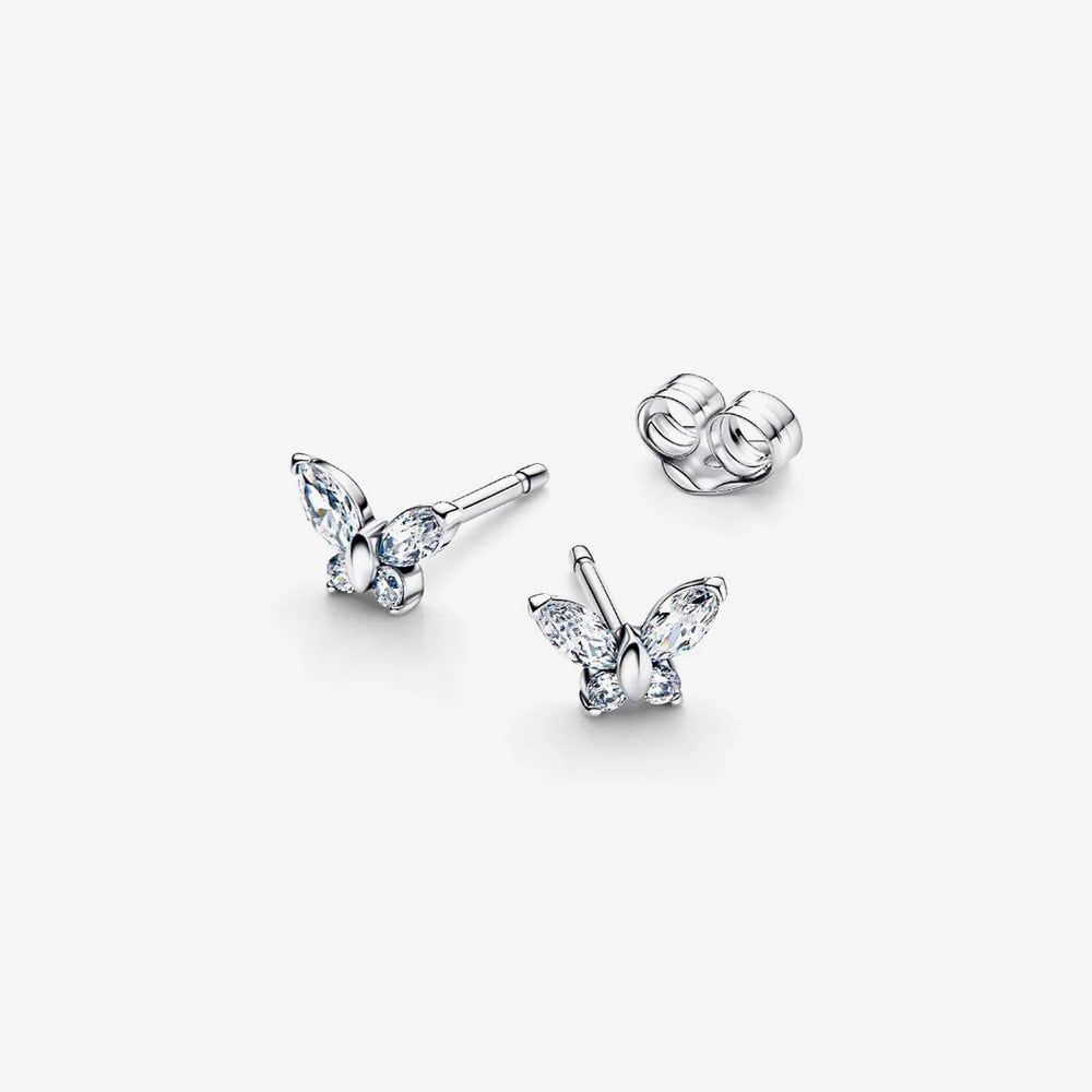 PANDORA 294263C01 Silver Sparkling Butterfly Stud Earrings - thbaker.co.uk