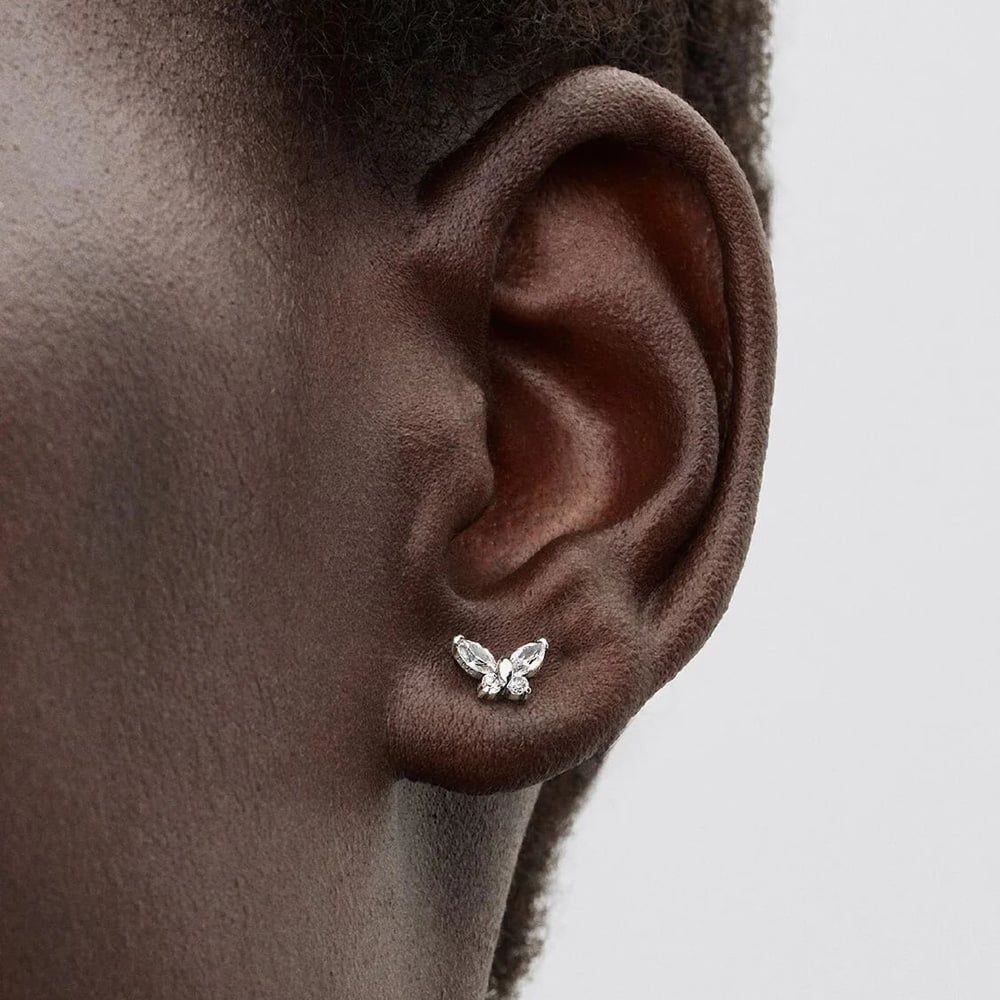 PANDORA 294263C01 Silver Sparkling Butterfly Stud Earrings - thbaker.co.uk