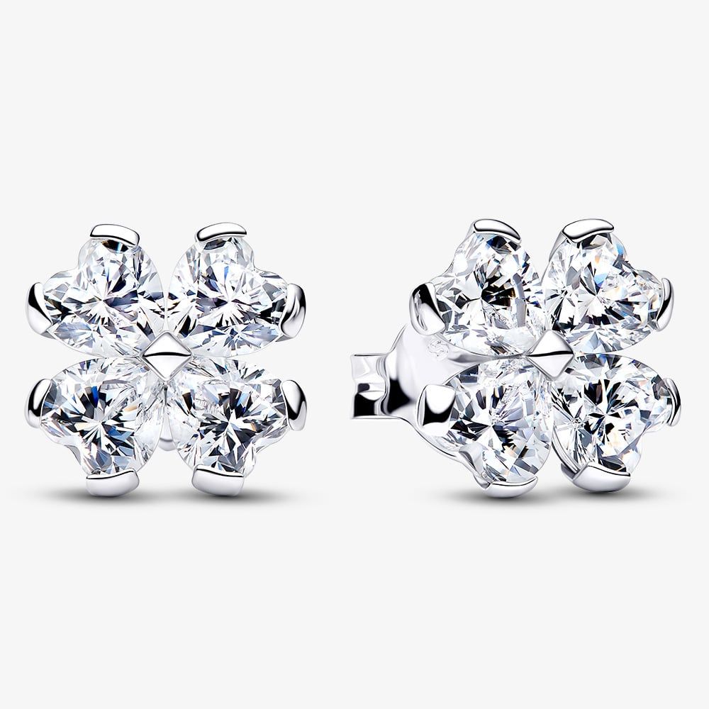 PANDORA 294500C01 Silver Sparkling Lucky Clover Stud Earrings - thbaker ...