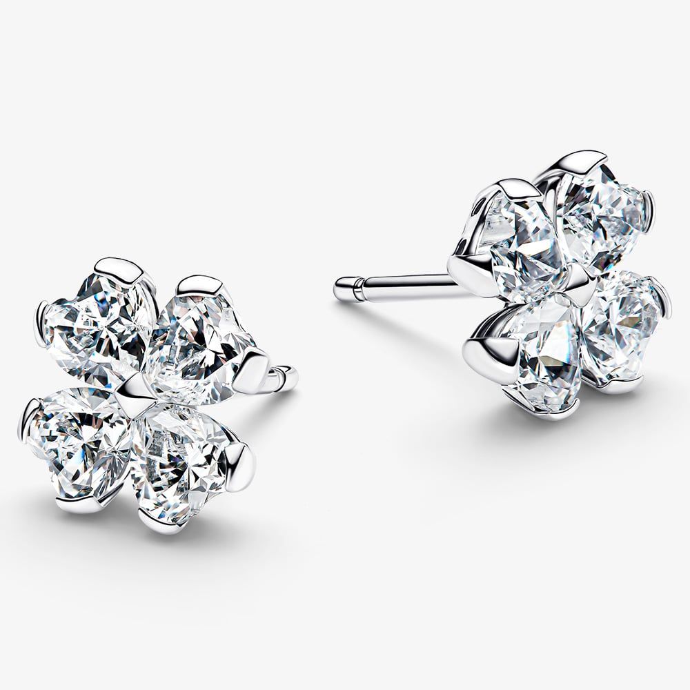 PANDORA 294500C01 Silver Sparkling Lucky Clover Stud Earrings - thbaker ...