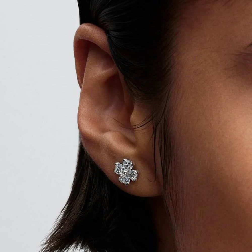 PANDORA 294500C01 Silver Sparkling Lucky Clover Stud Earrings - thbaker ...