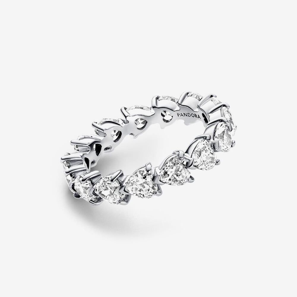 PANDORA 193103C01 Silver Row Of Hearts Eternity Ring - thbaker.co.uk