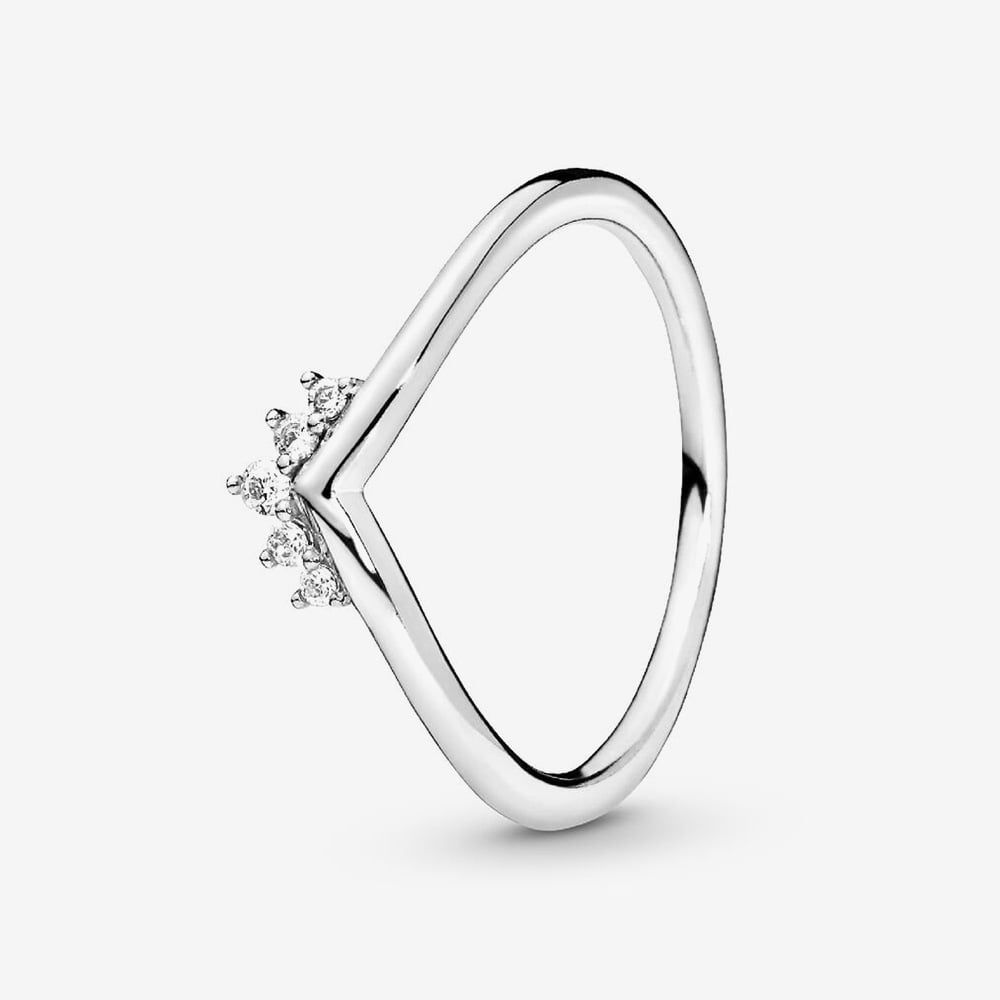 Sterling Silver Tiara Ring With Clear CZ Crystal – Sizes J To U, Princess Style, New With Tags