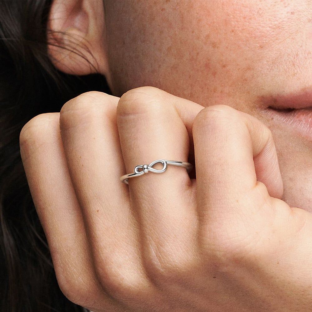 Sterling Silver Oval Infinity Knot Ring | Choose Your Size & Finish