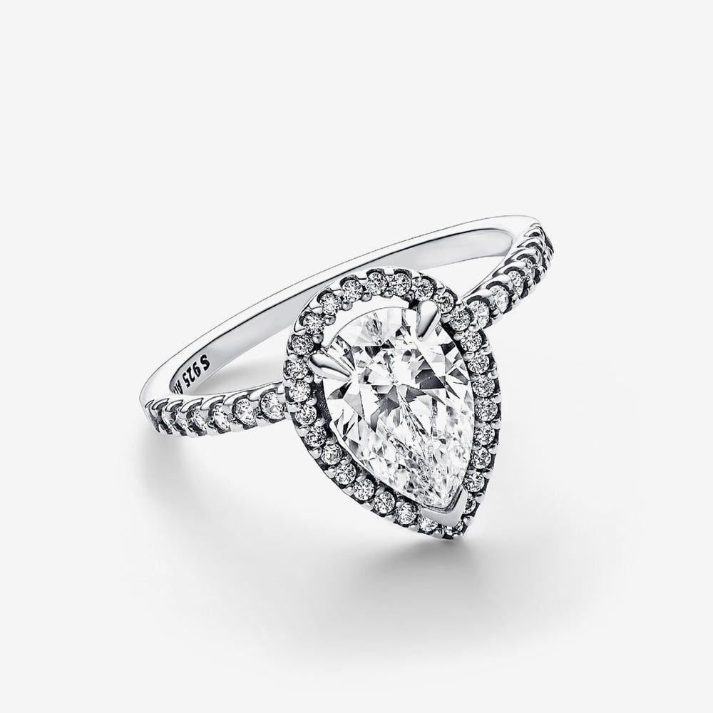 PANDORA 193012C01 Silver Sparkling Pear Halo Ring - thbaker.co.uk