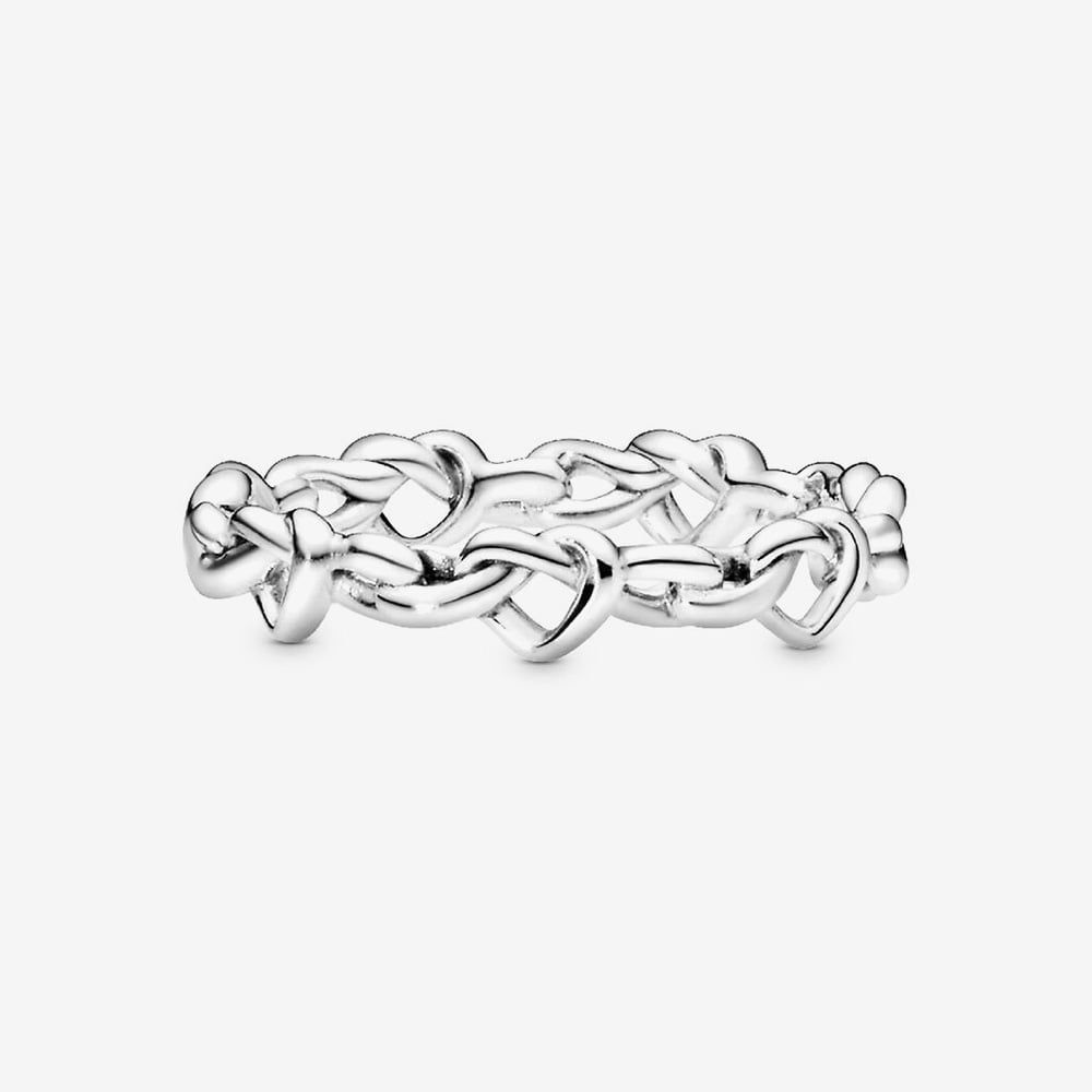 PANDORA 198018 Silver Knotted Hearts Ring - thbaker.co.uk