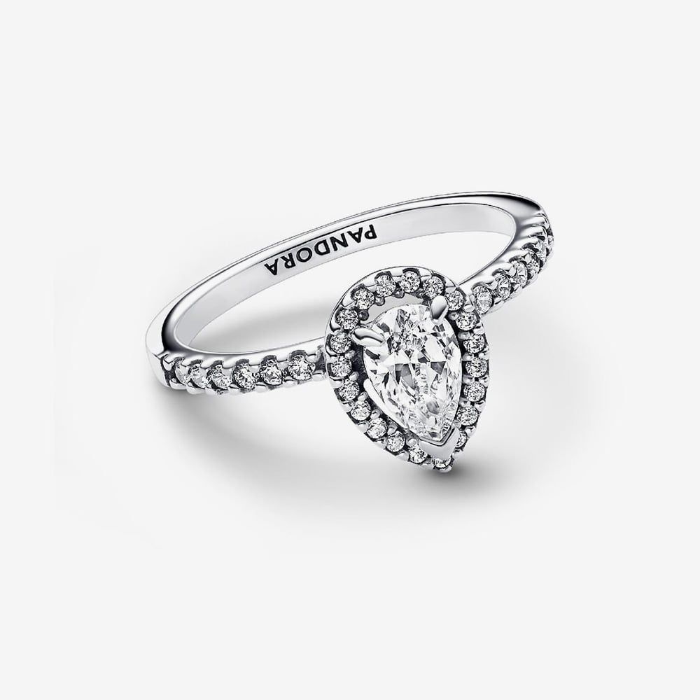 PANDORA 192835C01 Sterling Silver Sparkling Pear Halo Ring - thbaker.co.uk