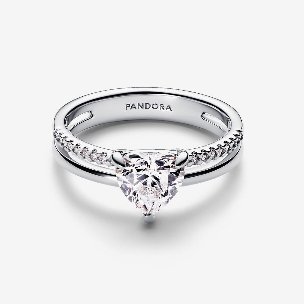 PANDORA 193100C01 Sterling Silver Double Band Heart Ring - thbaker.co.uk