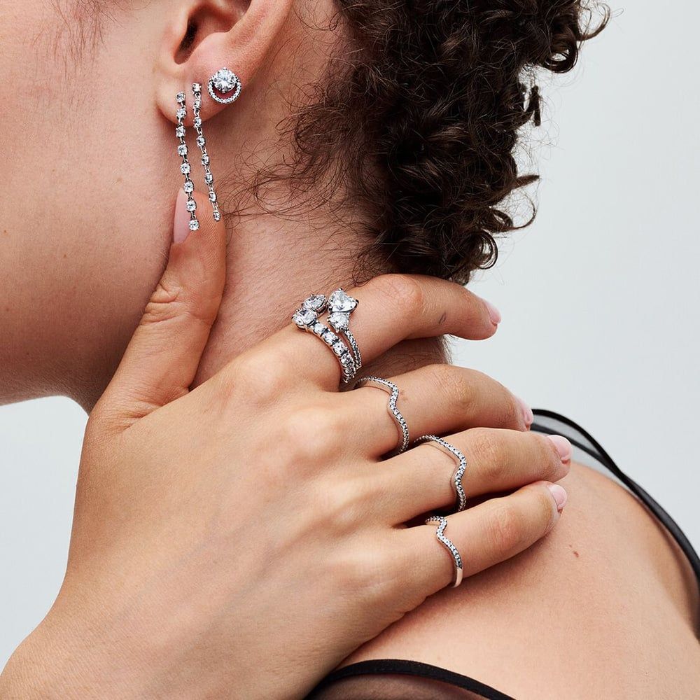 PANDORA 193149C01 Sterling Silver Sparkling Overlapping Ring - thbaker ...