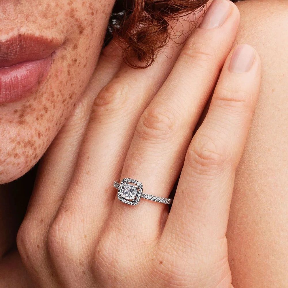 PANDORA 193555C02 Timeless Silver Sparkling Square Halo Ring - thbaker ...