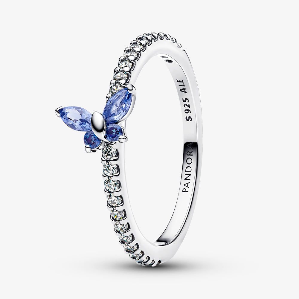PANDORA 194269C01 Silver Sparkling Blue Butterfly Ring - thbaker.co.uk