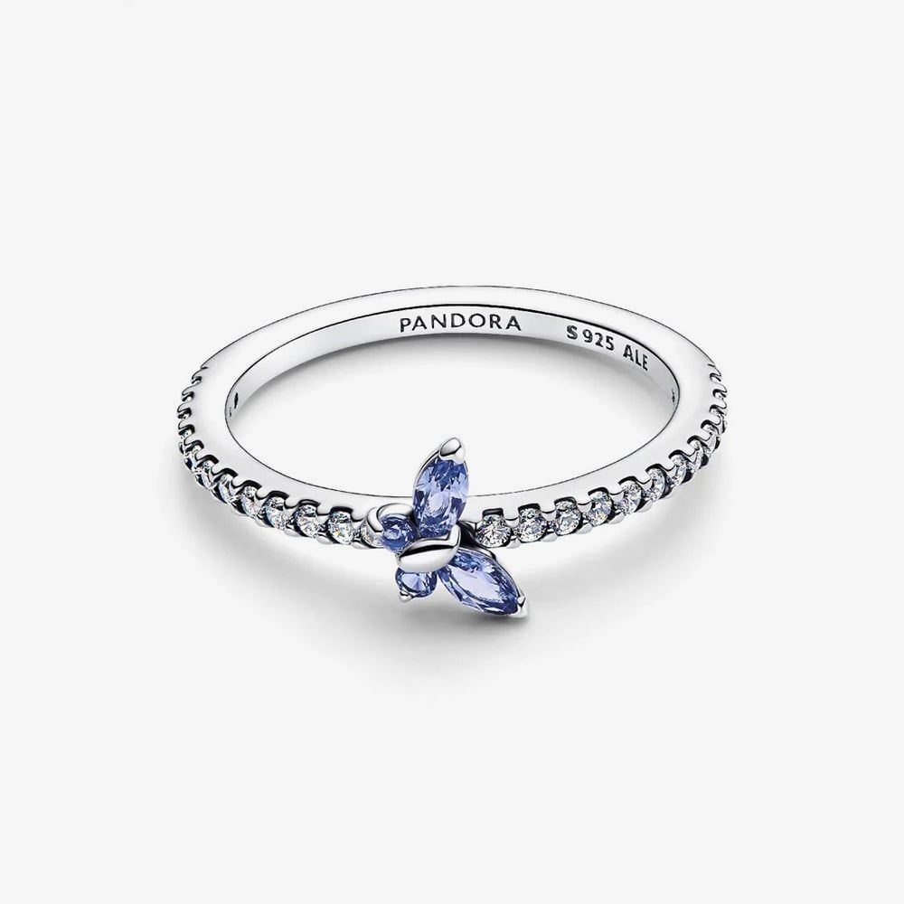PANDORA 194269C01 Silver Sparkling Blue Butterfly Ring - thbaker.co.uk