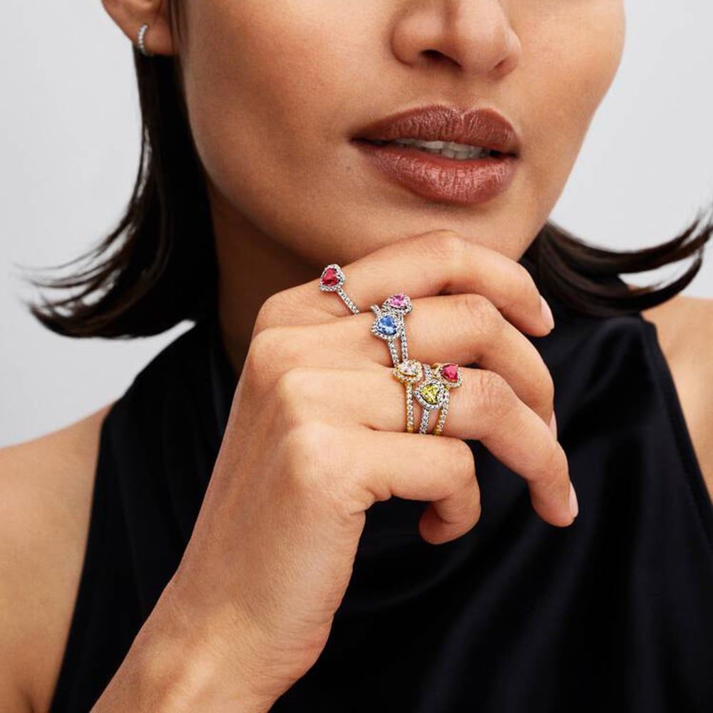 PANDORA 198421C05 Blue Sparkling Elevated Heart Ring - thbaker.co.uk