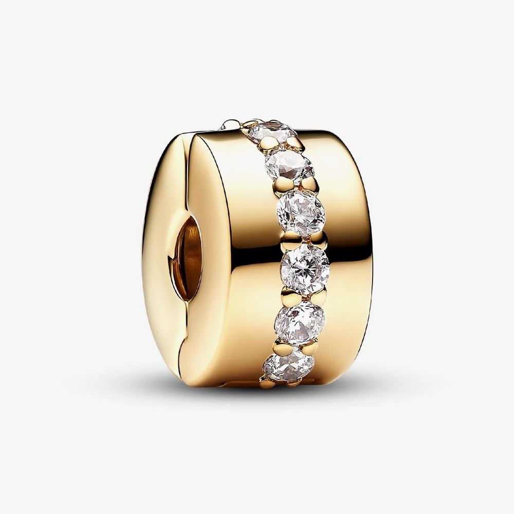 PANDORA 761972C01 14ct Yellow Gold Plated Cubic Zirconia Sparkling Row ...