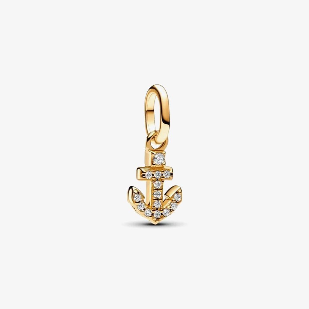 PANDORA 763369C01 ME 14ct Yellow Gold Plated Cubic Zirconia Anchor Mini ...