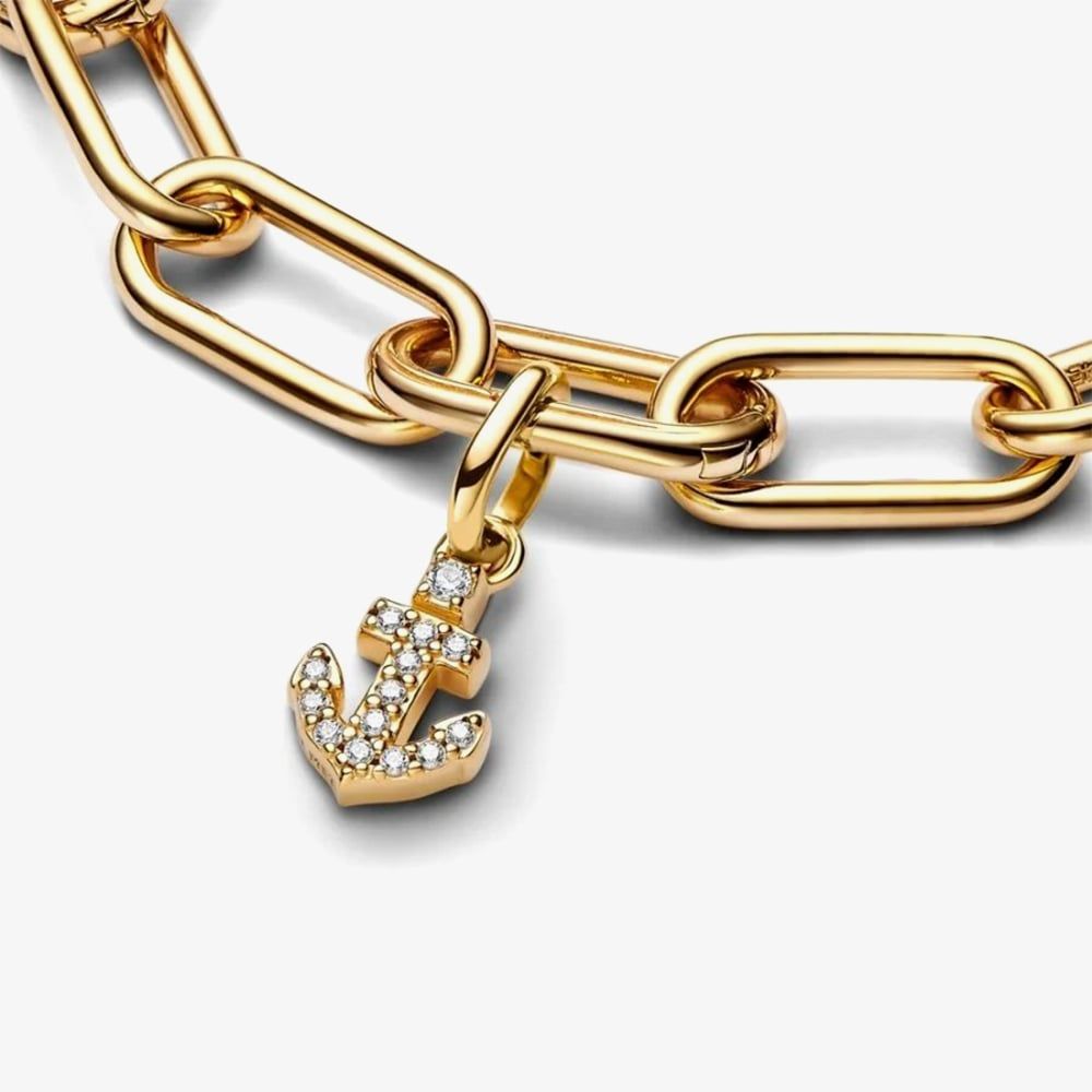 PANDORA 763369C01 ME 14ct Yellow Gold Plated Cubic Zirconia Anchor Mini ...