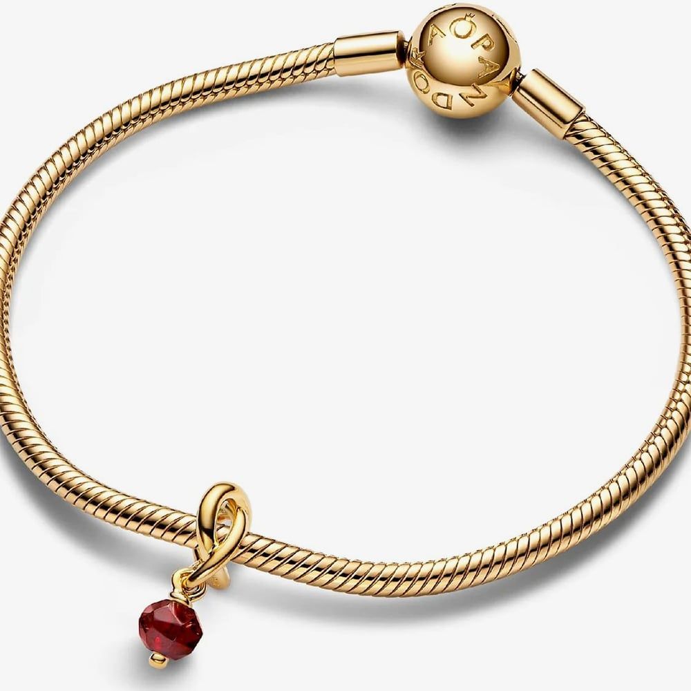 PANDORA 763462C01 14ct Yellow Gold Plated Red Crystal January Eternity ...