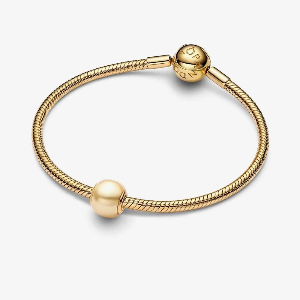 PANDORA 763781C01 14ct Yellow Gold Plated Synthetic Golden Pearl Golden ...