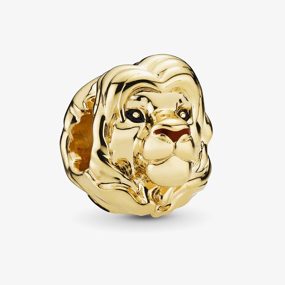 PANDORA 768049ENMX Disney Simba 14ct Gold Plated Charm - thbaker.co.uk