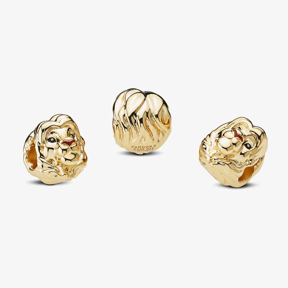PANDORA 768049ENMX Disney Simba 14ct Gold Plated Charm - thbaker.co.uk