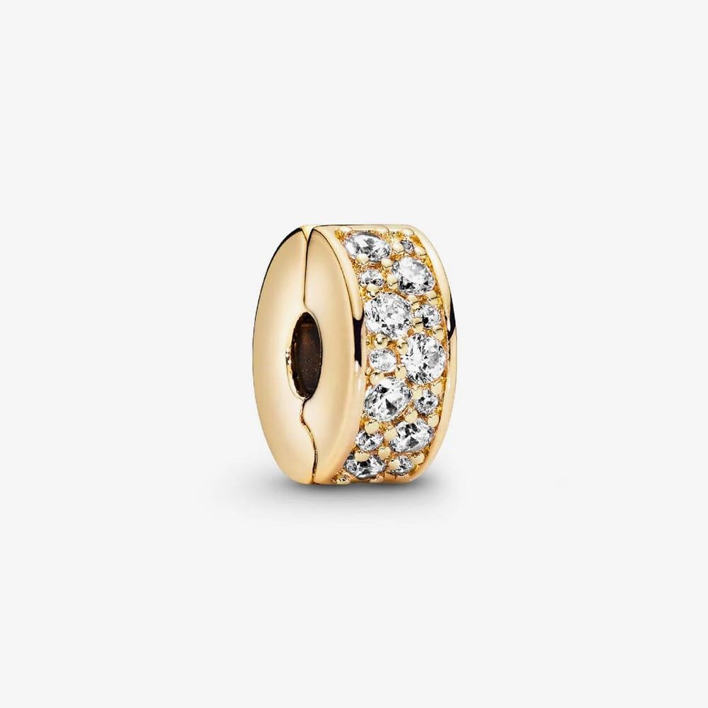 PANDORA 768658C01 14ct Yellow Gold Cubic Zirconia Shining Elegance Clip ...