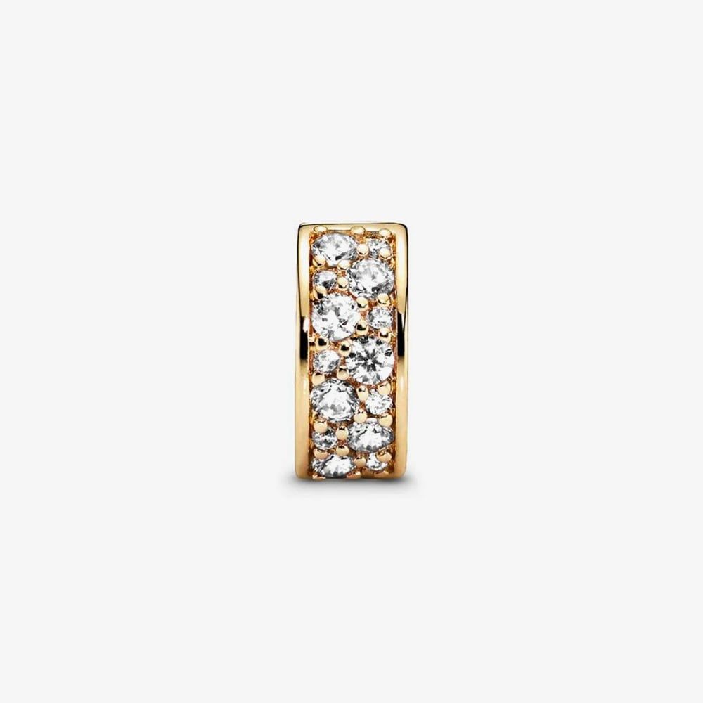 PANDORA 768658C01 14ct Yellow Gold Cubic Zirconia Shining Elegance Clip ...