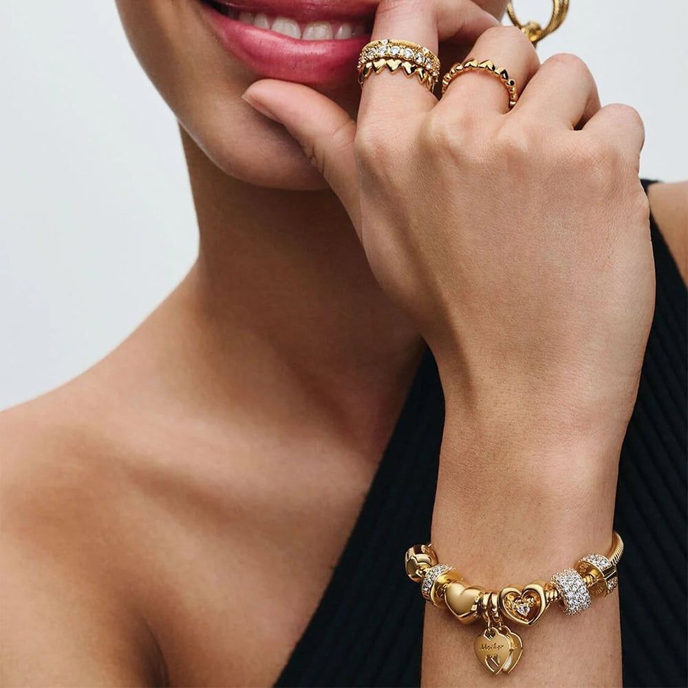 PANDORA 768658C01 14ct Yellow Gold Cubic Zirconia Shining Elegance Clip ...