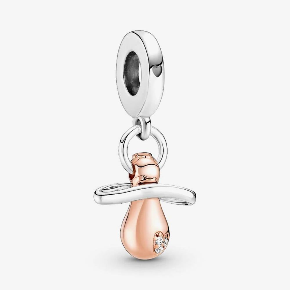 PANDORA 781490C01 Two Tone Baby Dummy Dangle Charm - thbaker.co.uk