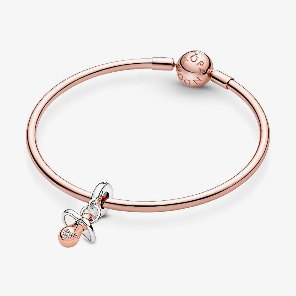 PANDORA 781490C01 Two Tone Baby Dummy Dangle Charm - thbaker.co.uk