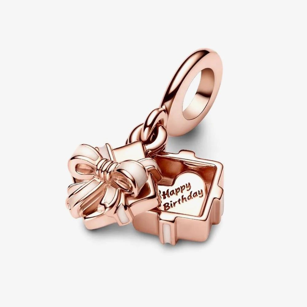 PANDORA 782591C01 Rose Gold Plated Openable Birthday Gift Charm ...