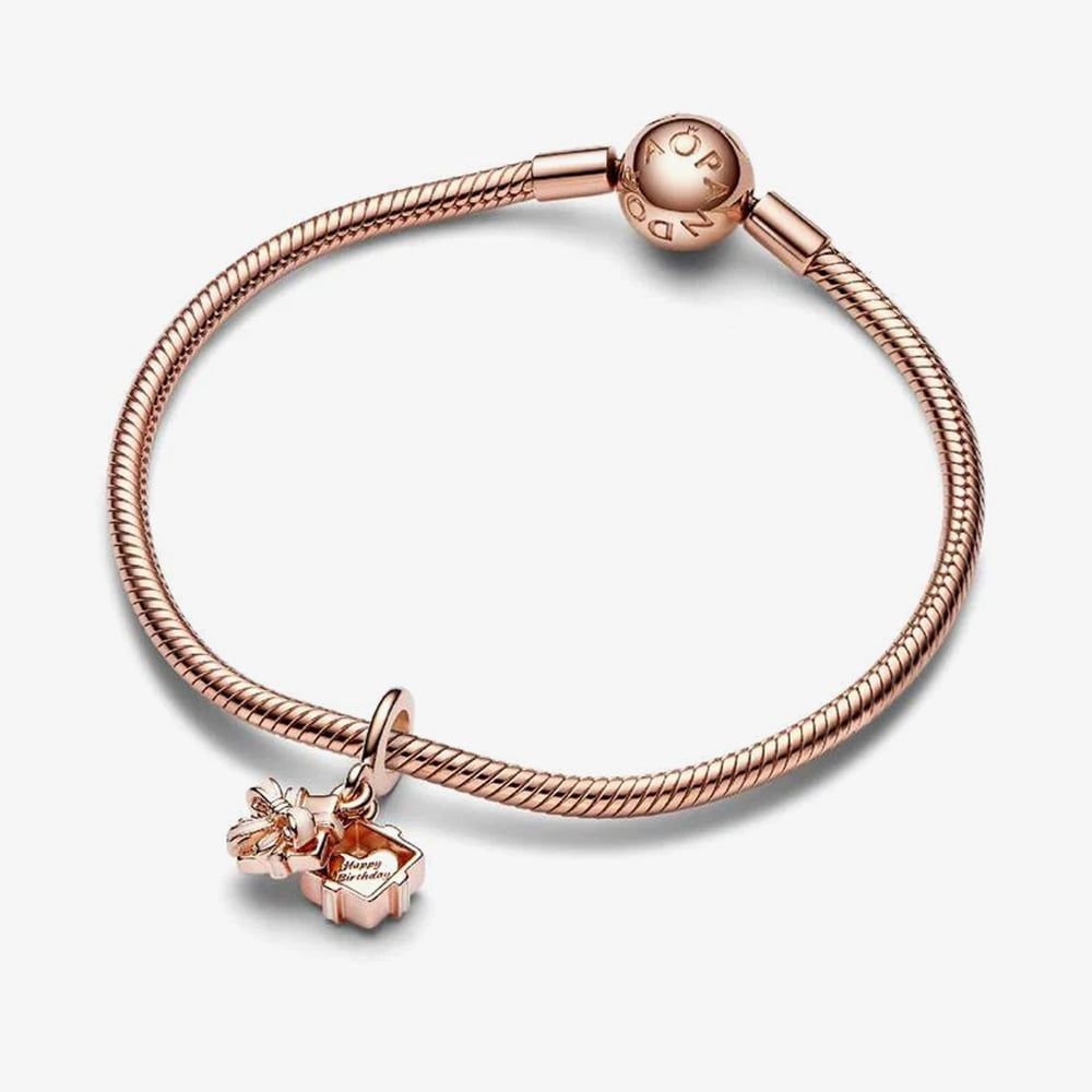 PANDORA 782591C01 Rose Gold Plated Openable Birthday Gift Charm ...
