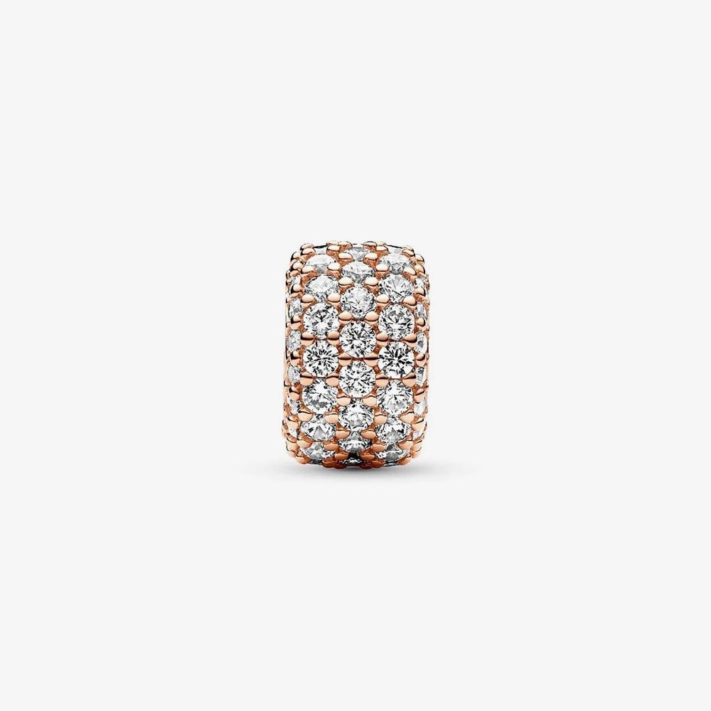 PANDORA 782820C01 14ct Rose Gold Plated Cubic Zirconia Pave Triple Row ...