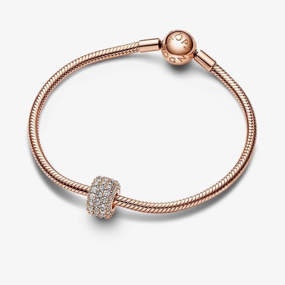 PANDORA 782820C01 14ct Rose Gold Plated Cubic Zirconia Pave Triple Row ...