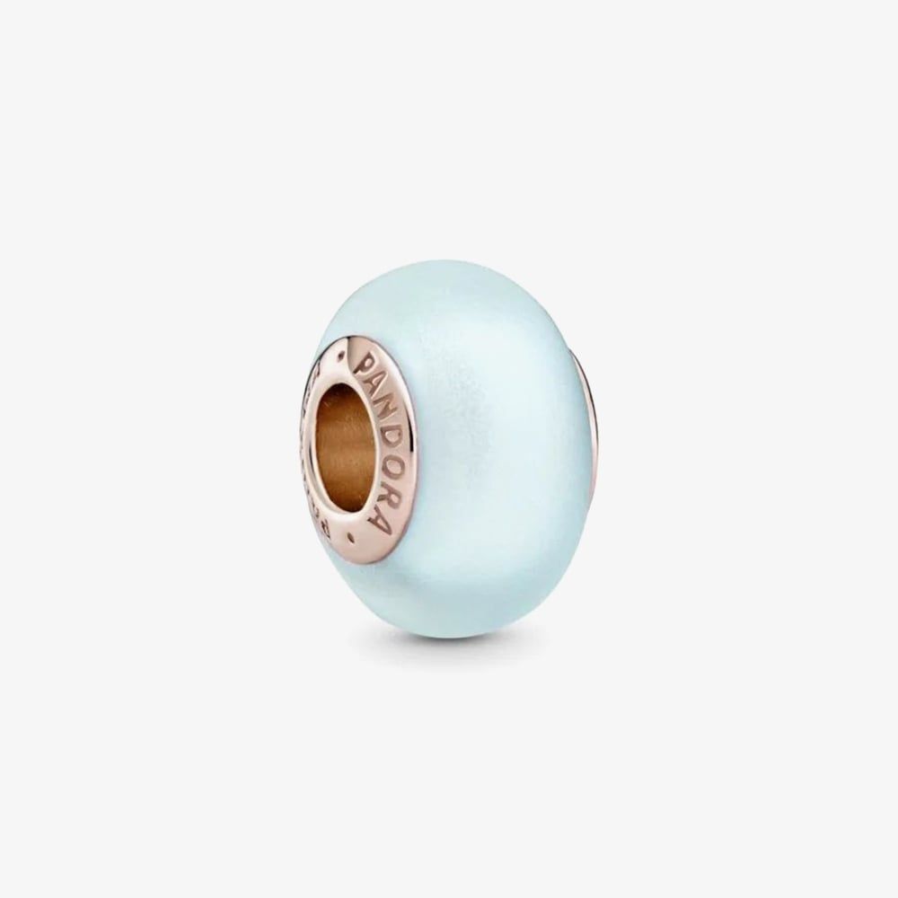 PANDORA 789420C00 14ct Rose Gold Plated Matte Blue Murano Glass Charm ...