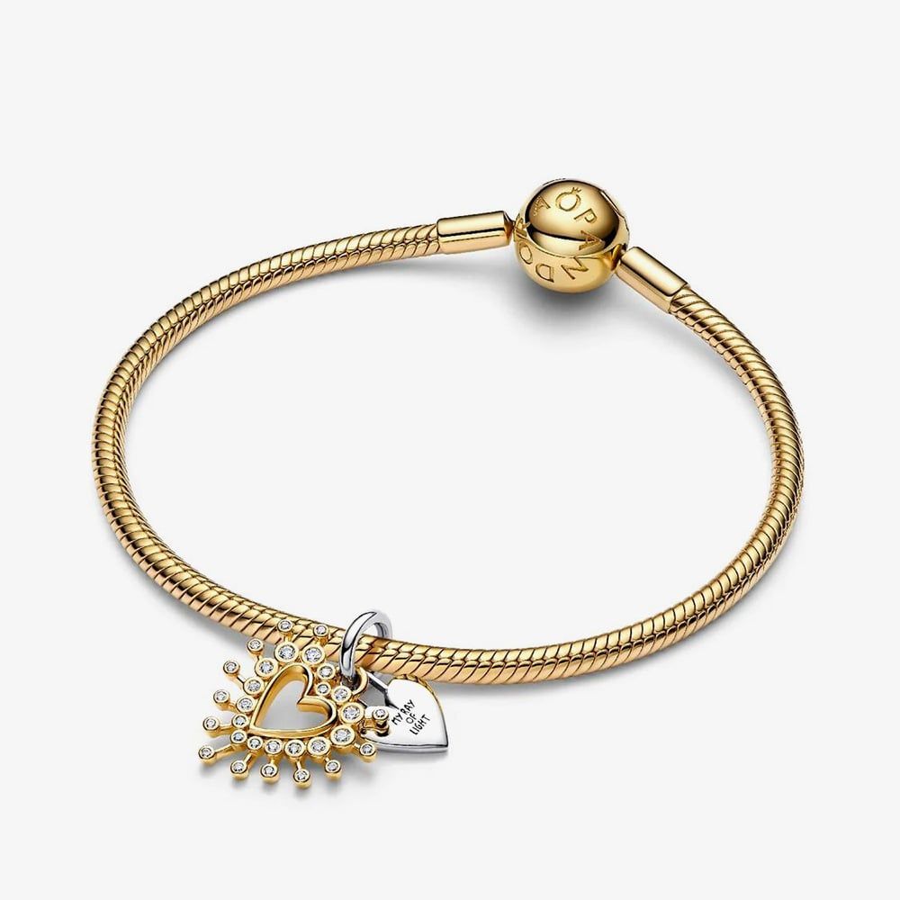 PANDORA 764141C01 14ct Gold Plated Radiant Heart Dangle Charm - thbaker ...