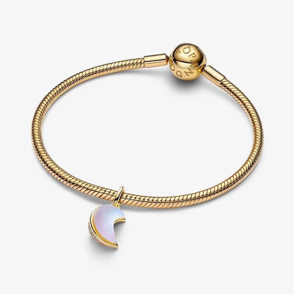 PANDORA 764275C01 14ct Gold Plated Sparkling Cresent Moon Charm