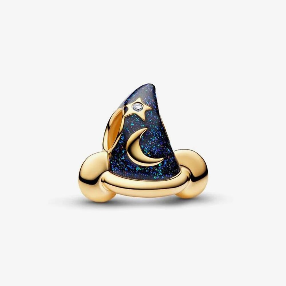 PANDORA 764207C01 Disney Gold Plated Mickey Sorcerers Hat Charm