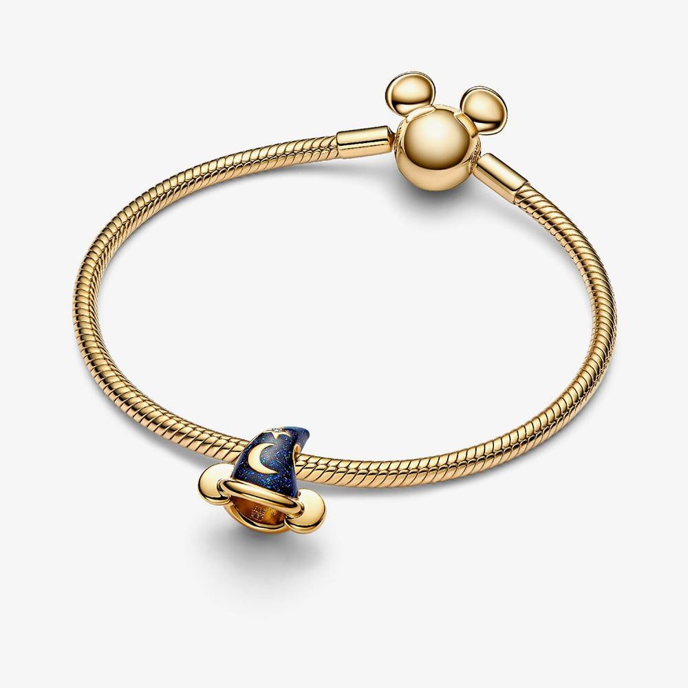 PANDORA 764207C01 Disney Gold Plated Mickey Sorcerers Hat Charm